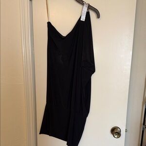Frederick's of Hollywood black one shoulder Draped Dress